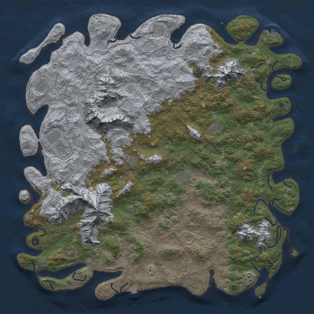 Rust Map: Procedural Map, Size: 6000, Seed: 712234212, 18 Monuments