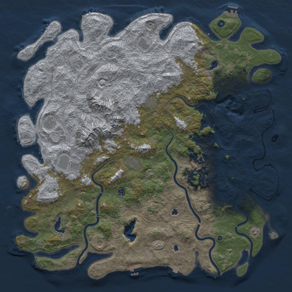 Rust Map: Procedural Map, Size: 6000, Seed: 712234212, 17 Monuments