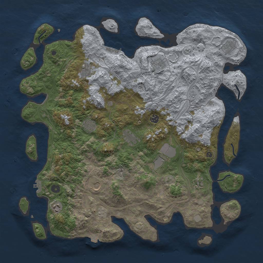 Rust Map: Procedural Map, Size: 4500, Seed: 1060374618, 19 Monuments