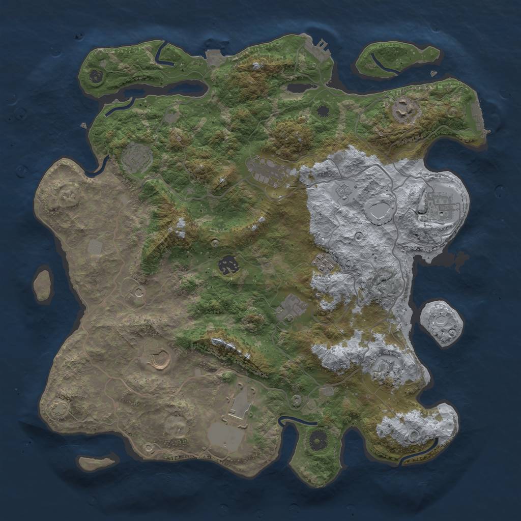 Rust Map: Procedural Map, Size: 4000, Seed: 322866727, 18 Monuments