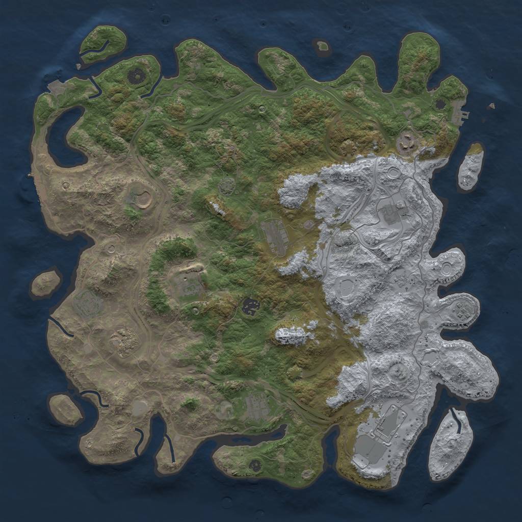 Rust Map: Procedural Map, Size: 4500, Seed: 1852204609, 19 Monuments