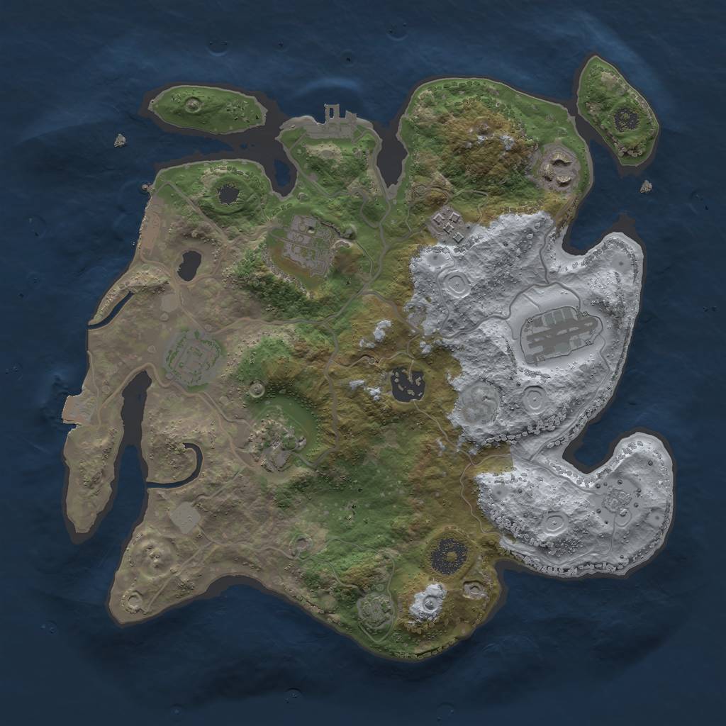 Rust Map: Procedural Map, Size: 3000, Seed: 29139264, 14 Monuments