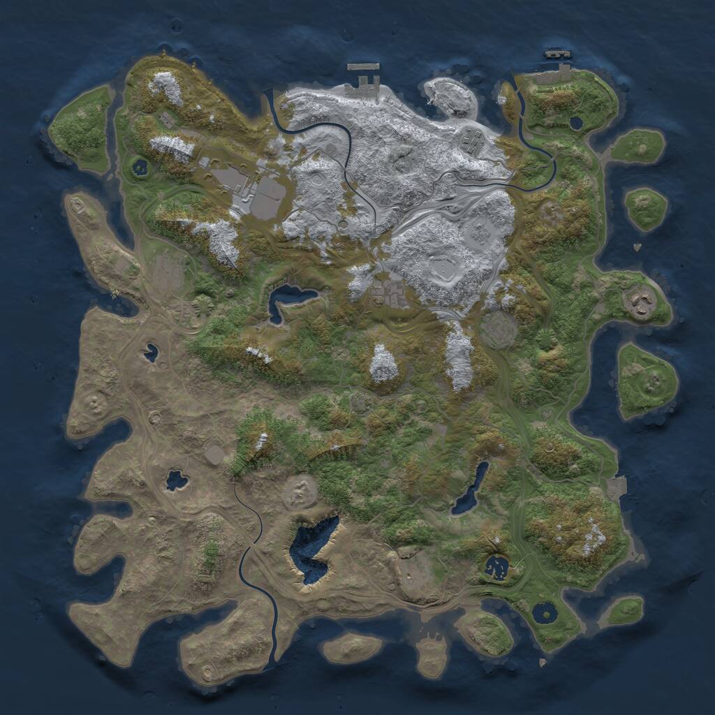 Rust Map: Procedural Map, Size: 4500, Seed: 1020413920, 14 Monuments