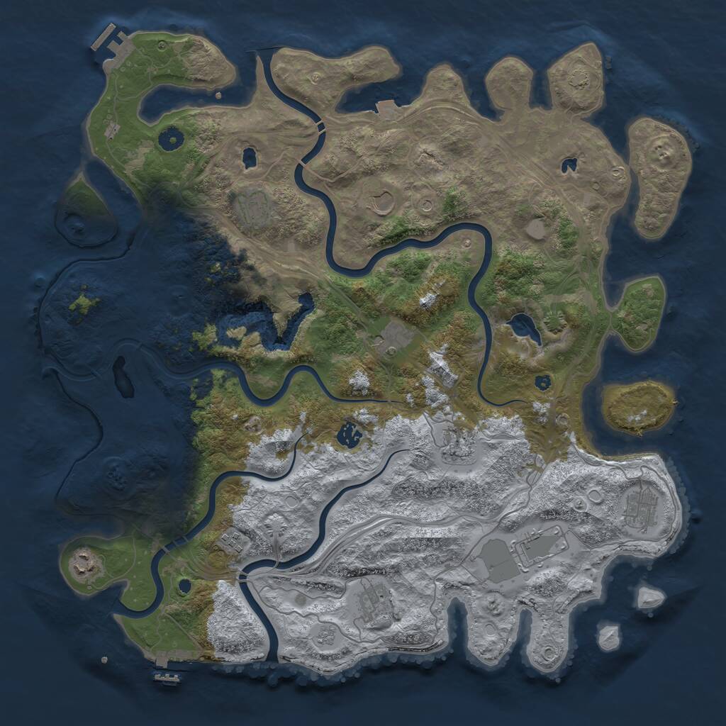 Rust Map: Procedural Map, Size: 4500, Seed: 1031260486, 16 Monuments