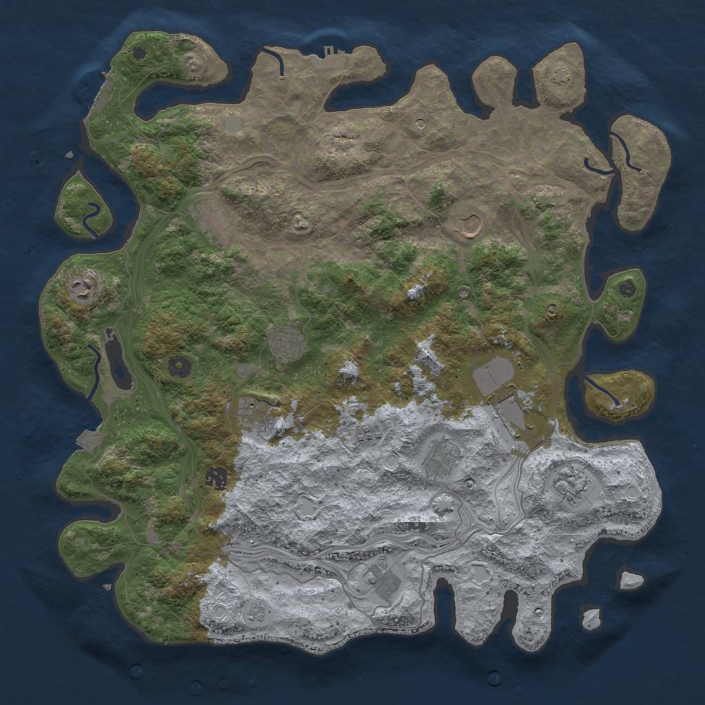 Rust Map: Procedural Map, Size: 4500, Seed: 1031260486, 19 Monuments