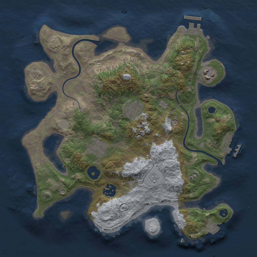 Rust Map: Procedural Map, Size: 3000, Seed: 32496, 10 Monuments