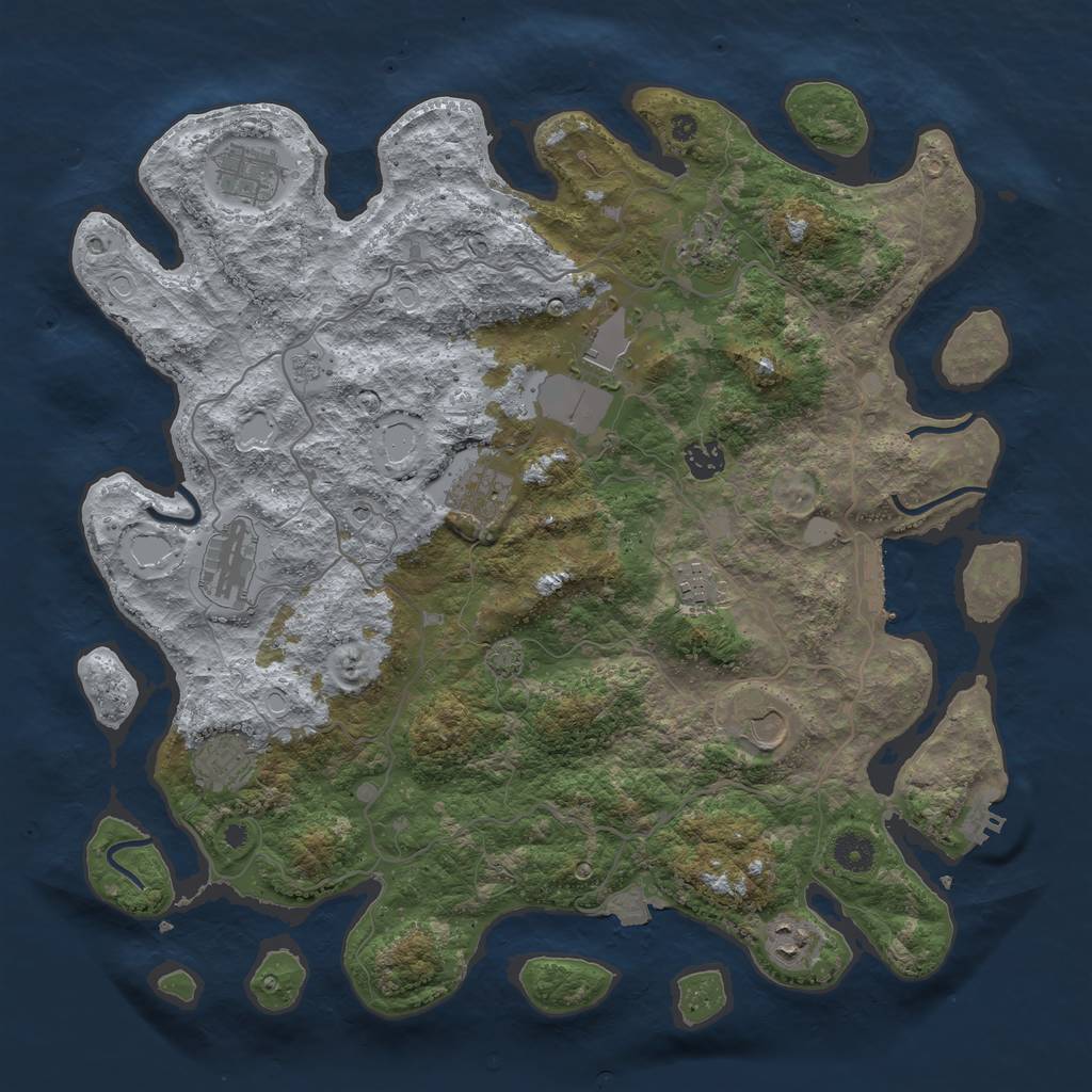 Rust Map: Procedural Map, Size: 4096, Seed: 1593676034, 18 Monuments