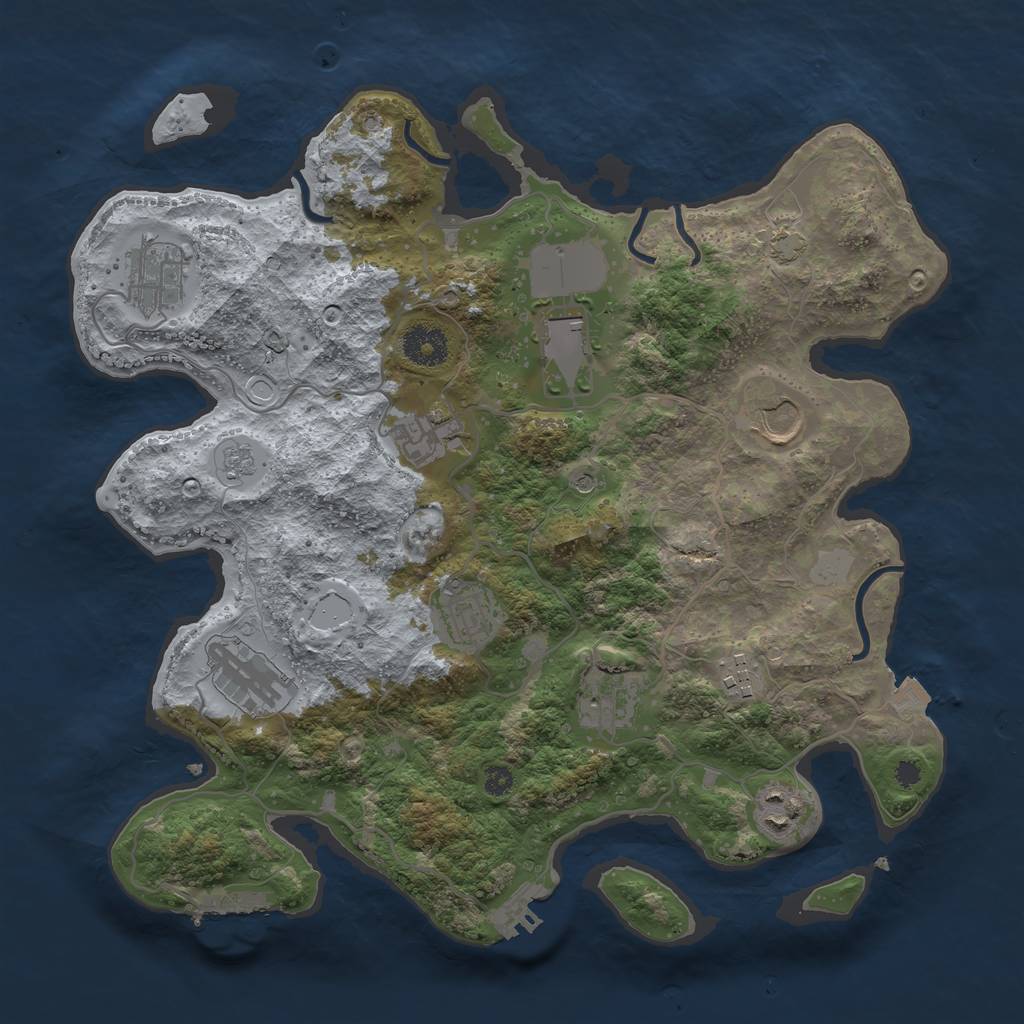 Rust Map: Procedural Map, Size: 3500, Seed: 1316809393, 17 Monuments