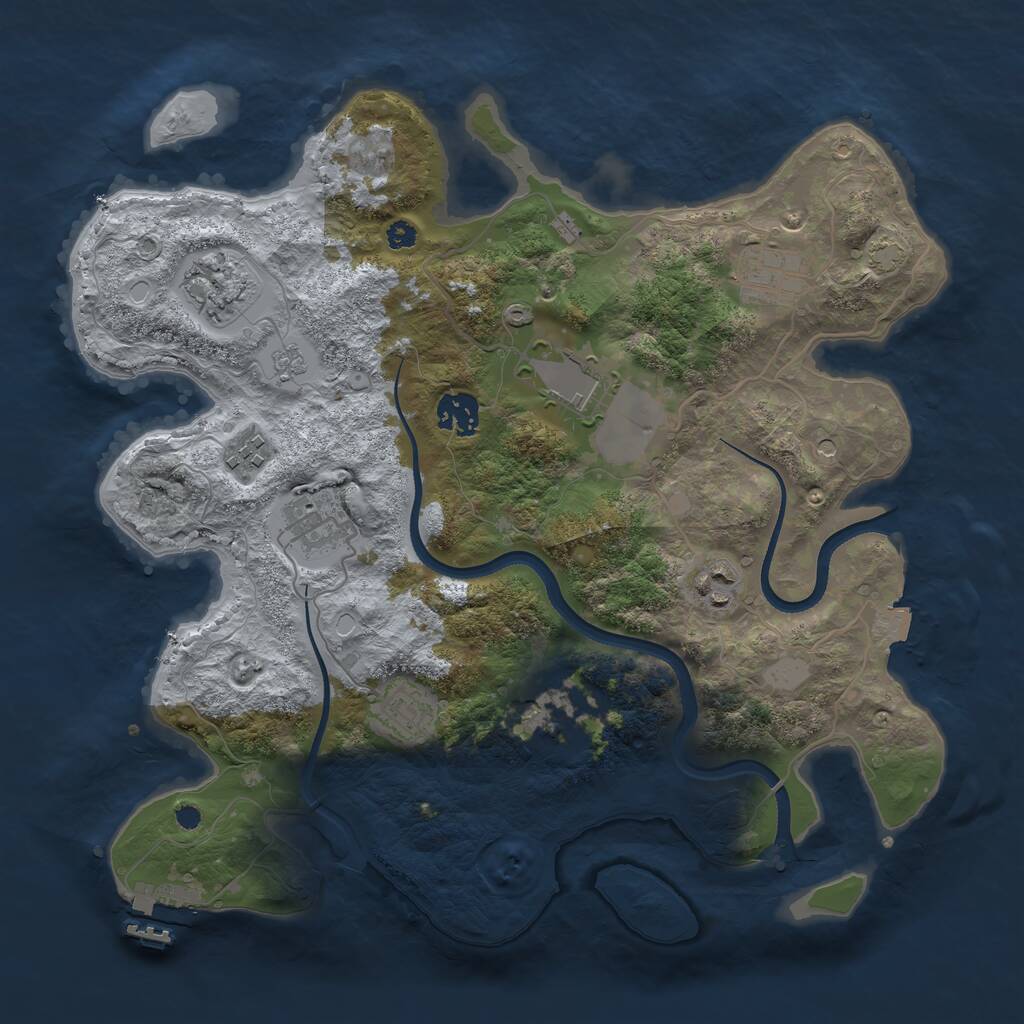 Rust Map: Procedural Map, Size: 3500, Seed: 1316809393, 14 Monuments