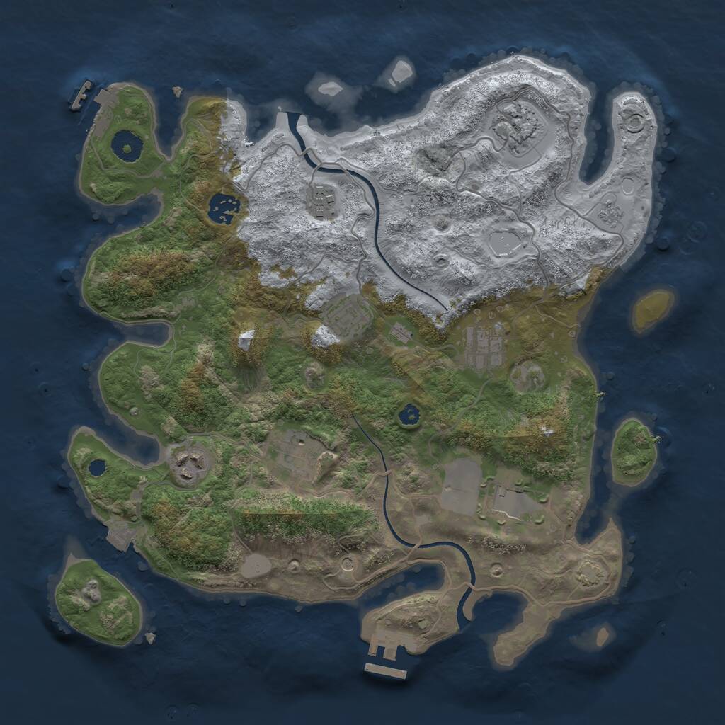 Rust Map: Procedural Map, Size: 3500, Seed: 1471018394, 14 Monuments