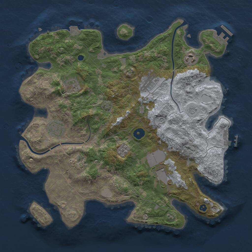 Rust Map: Procedural Map, Size: 3500, Seed: 884696628, 13 Monuments