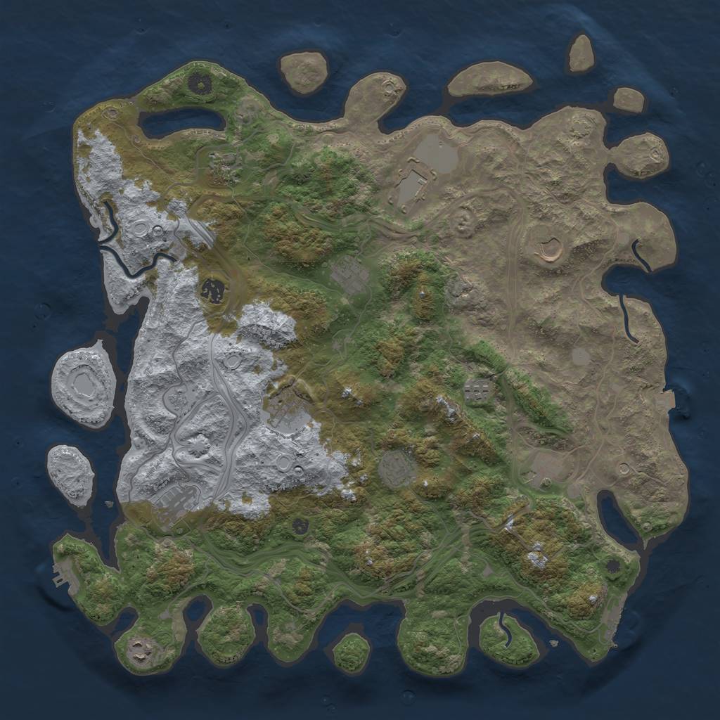 Rust Map: Procedural Map, Size: 4500, Seed: 2037254949, 19 Monuments