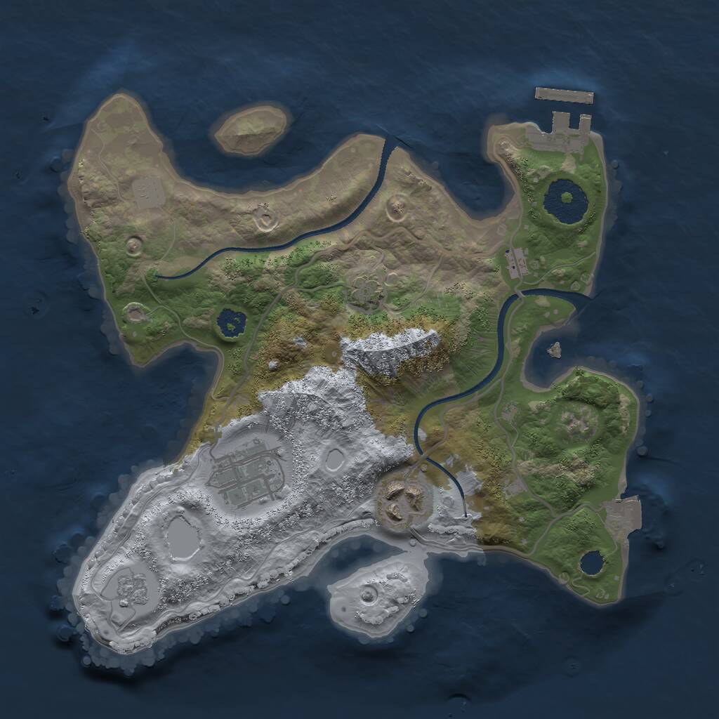 Rust Map: Procedural Map, Size: 2500, Seed: 1382948804, 6 Monuments