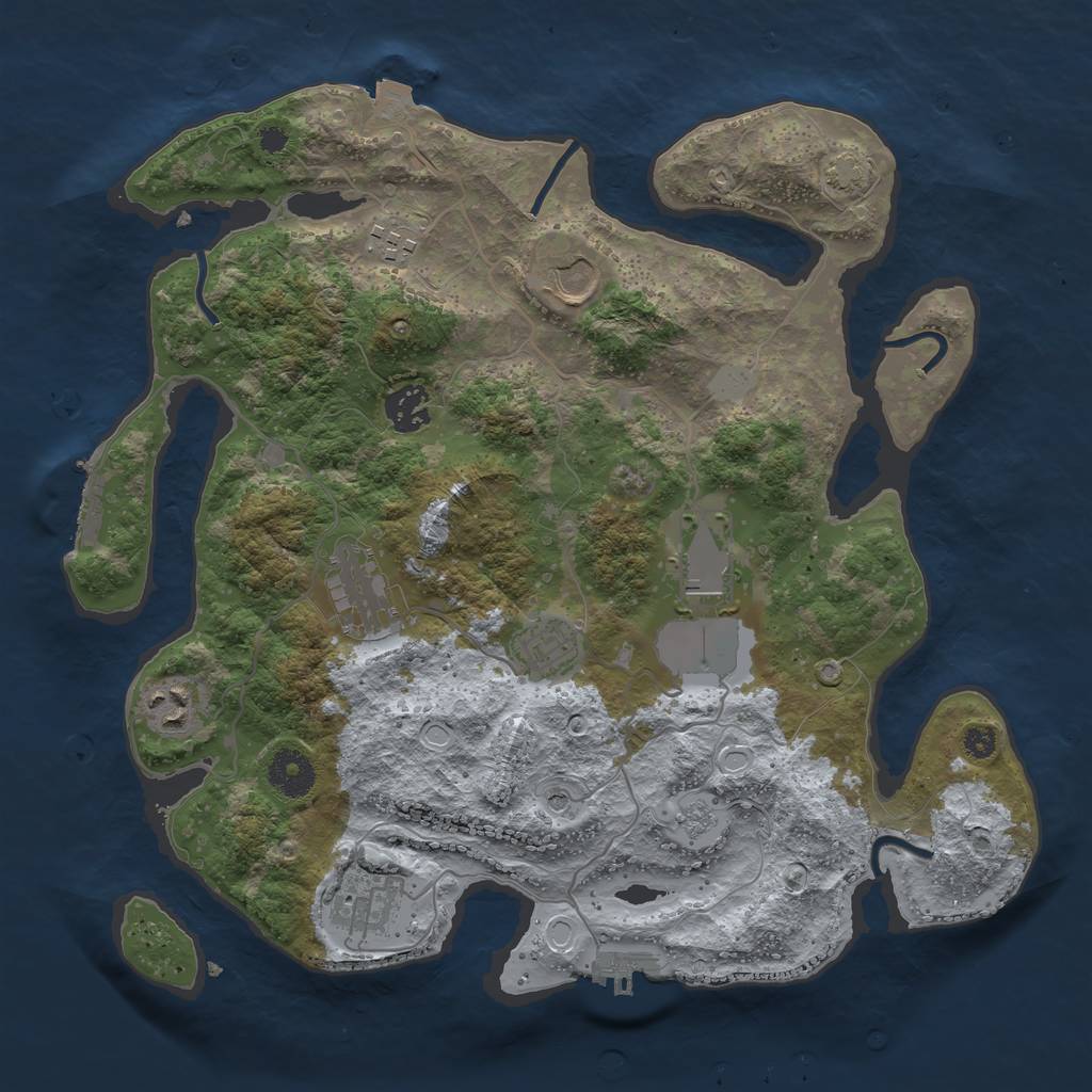 Rust Map: Procedural Map, Size: 3500, Seed: 12473201, 16 Monuments