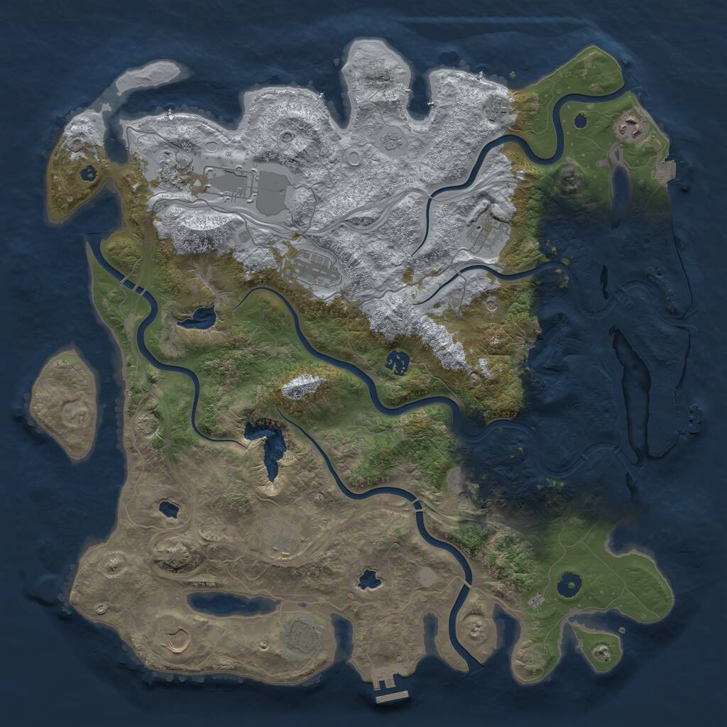 Rust Map: Procedural Map, Size: 4500, Seed: 877235877, 17 Monuments