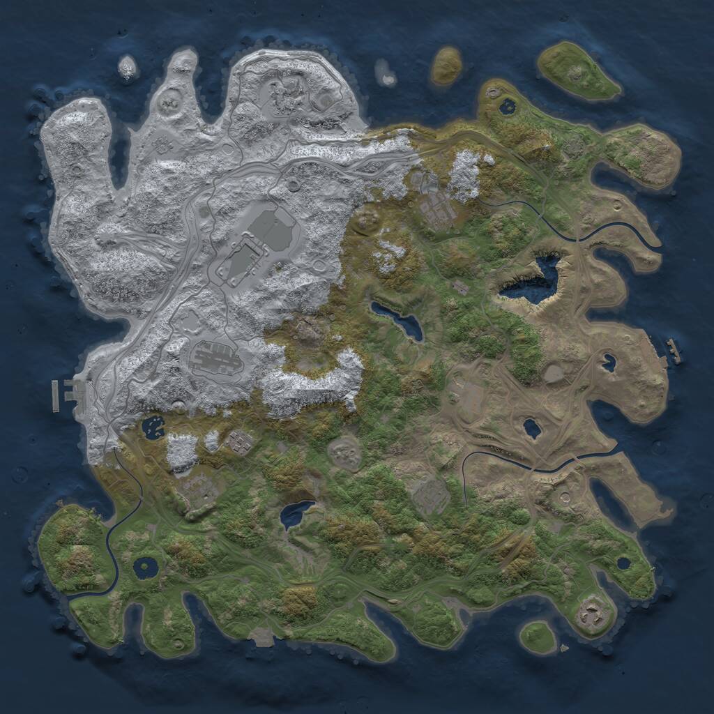 Rust Map: Procedural Map, Size: 4500, Seed: 490686309, 16 Monuments