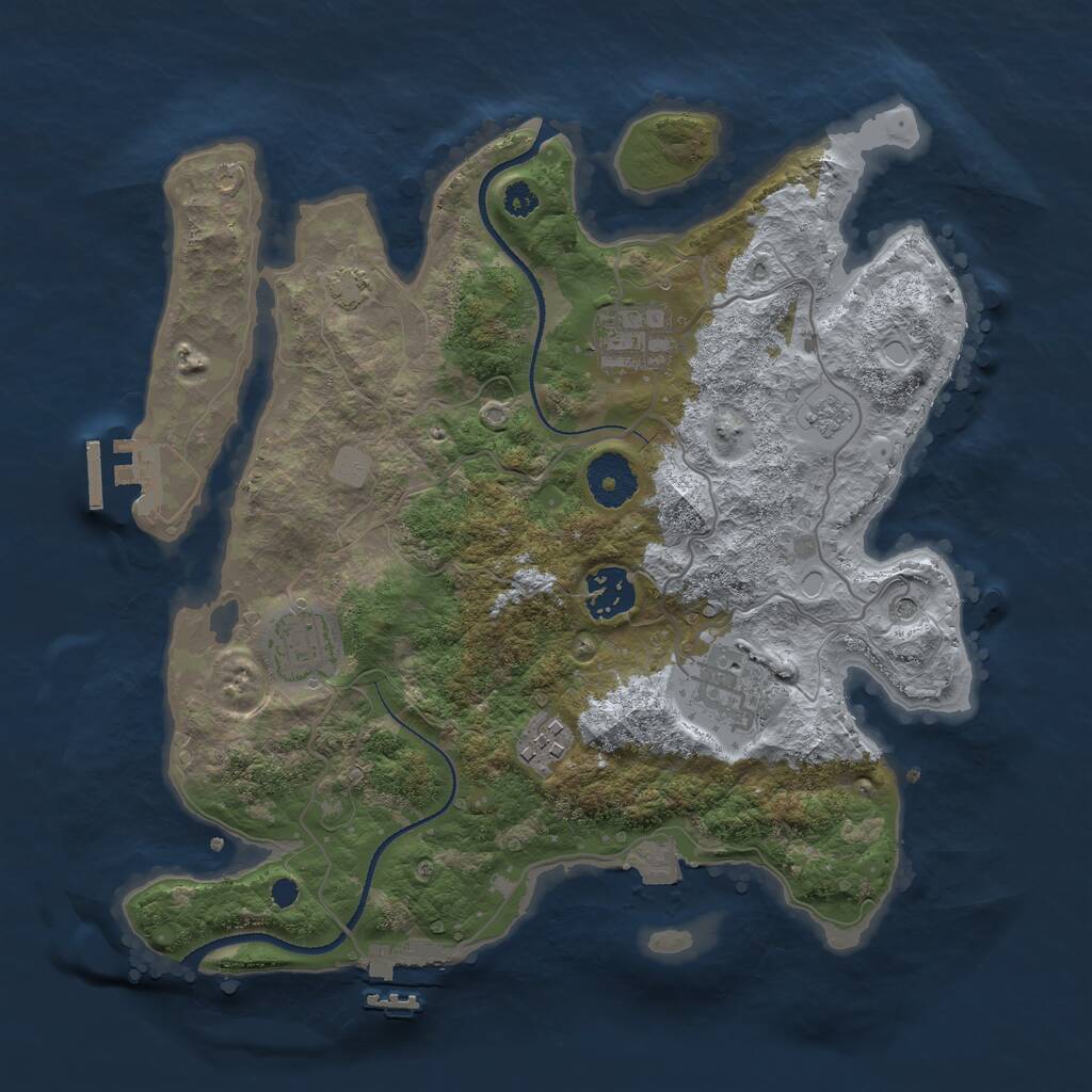 Rust Map: Procedural Map, Size: 3200, Seed: 108280185, 11 Monuments