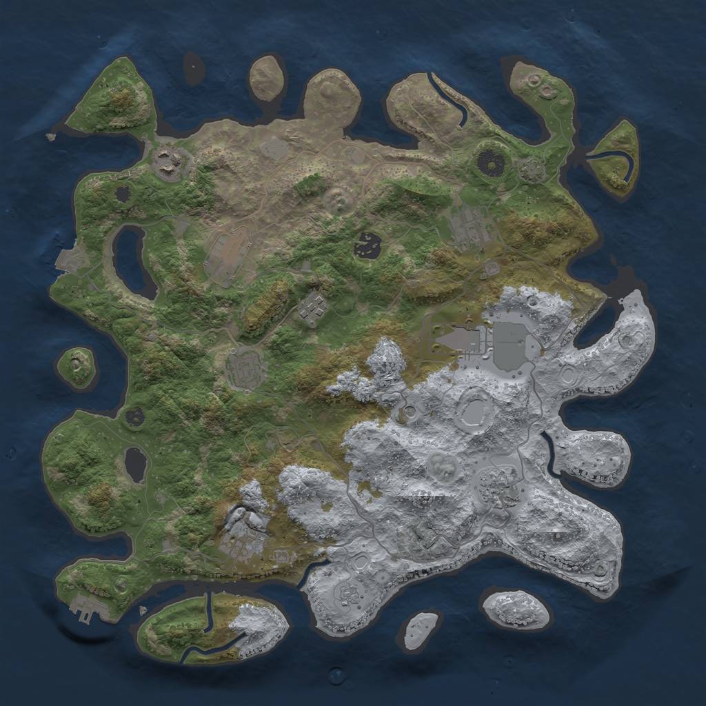 Rust Map: Procedural Map, Size: 3850, Seed: 735090125, 16 Monuments
