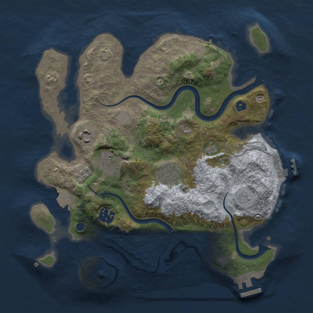 Rust Map: Procedural Map, Size: 3000, Seed: 258483212, 11 Monuments