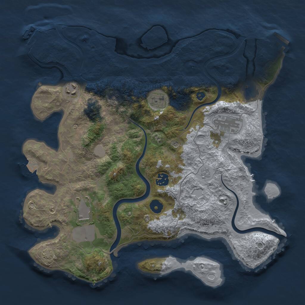 Rust Map: Procedural Map, Size: 3500, Seed: 1680975810, 12 Monuments