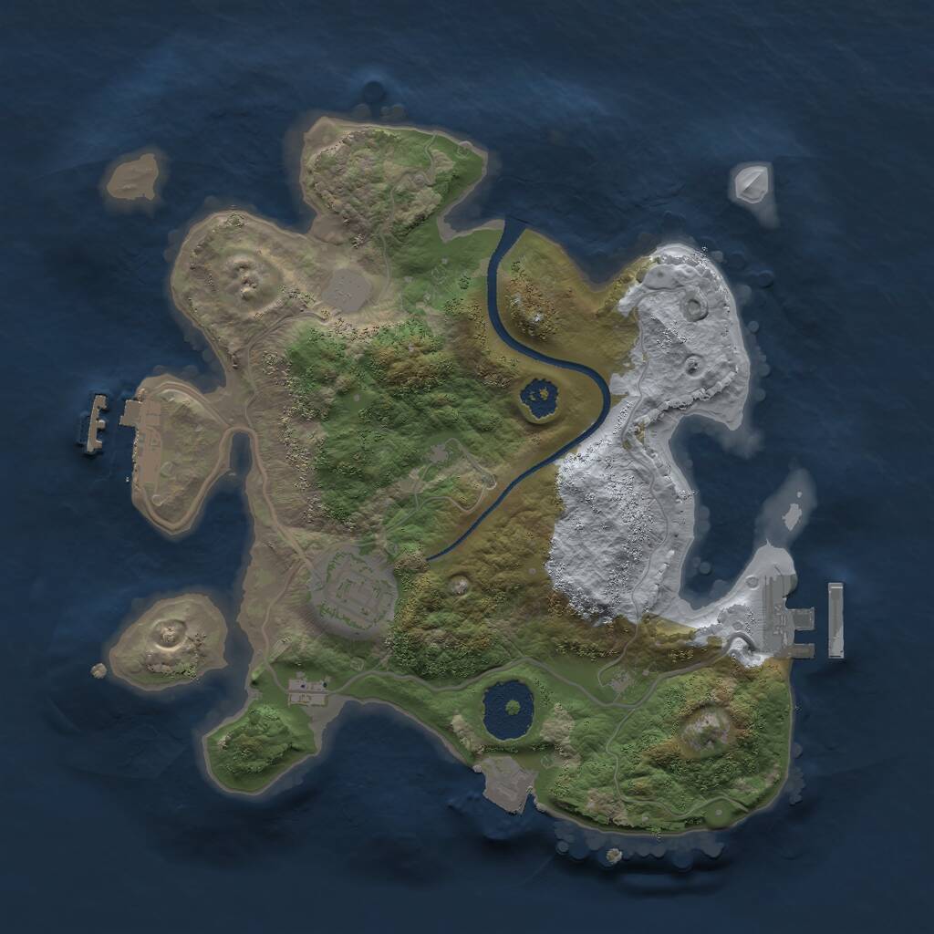 Rust Map: Procedural Map, Size: 2500, Seed: 18453, 4 Monuments