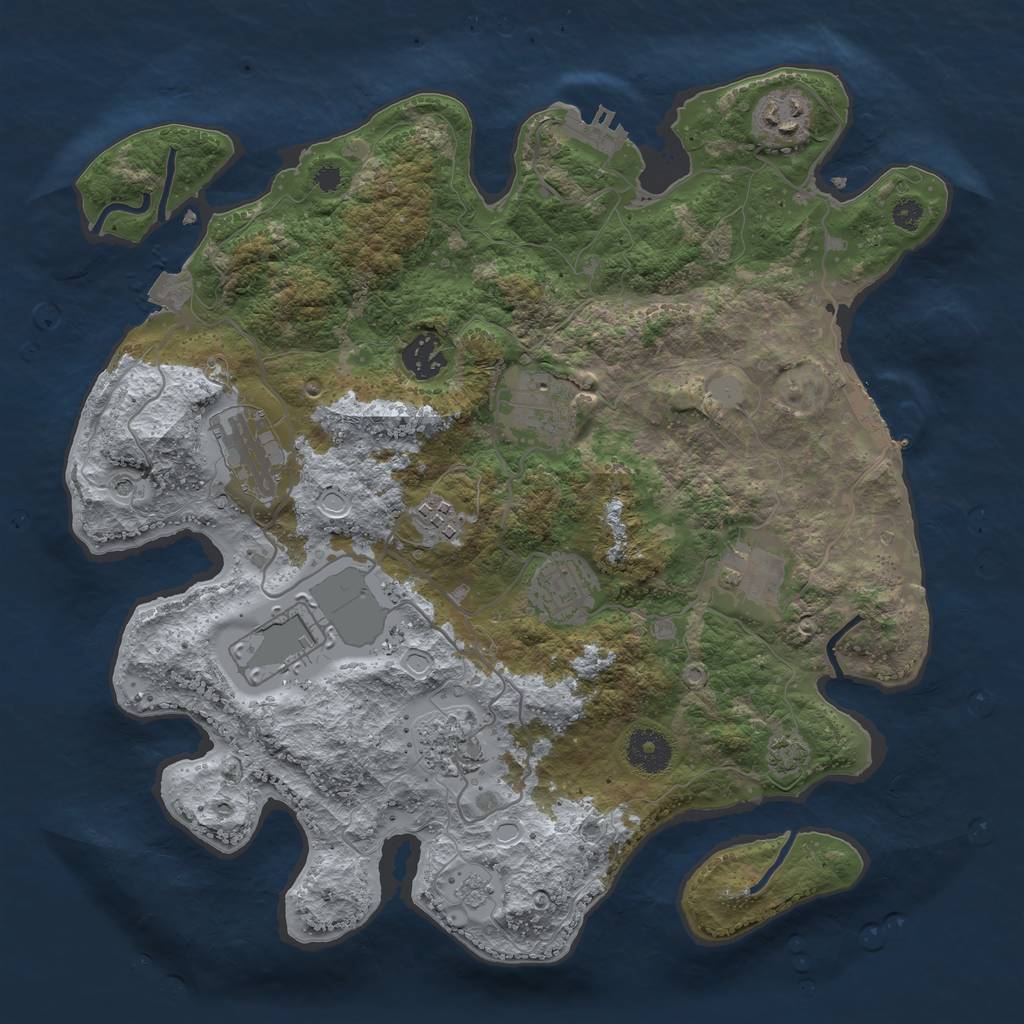 Rust Map: Procedural Map, Size: 3500, Seed: 261676375, 17 Monuments