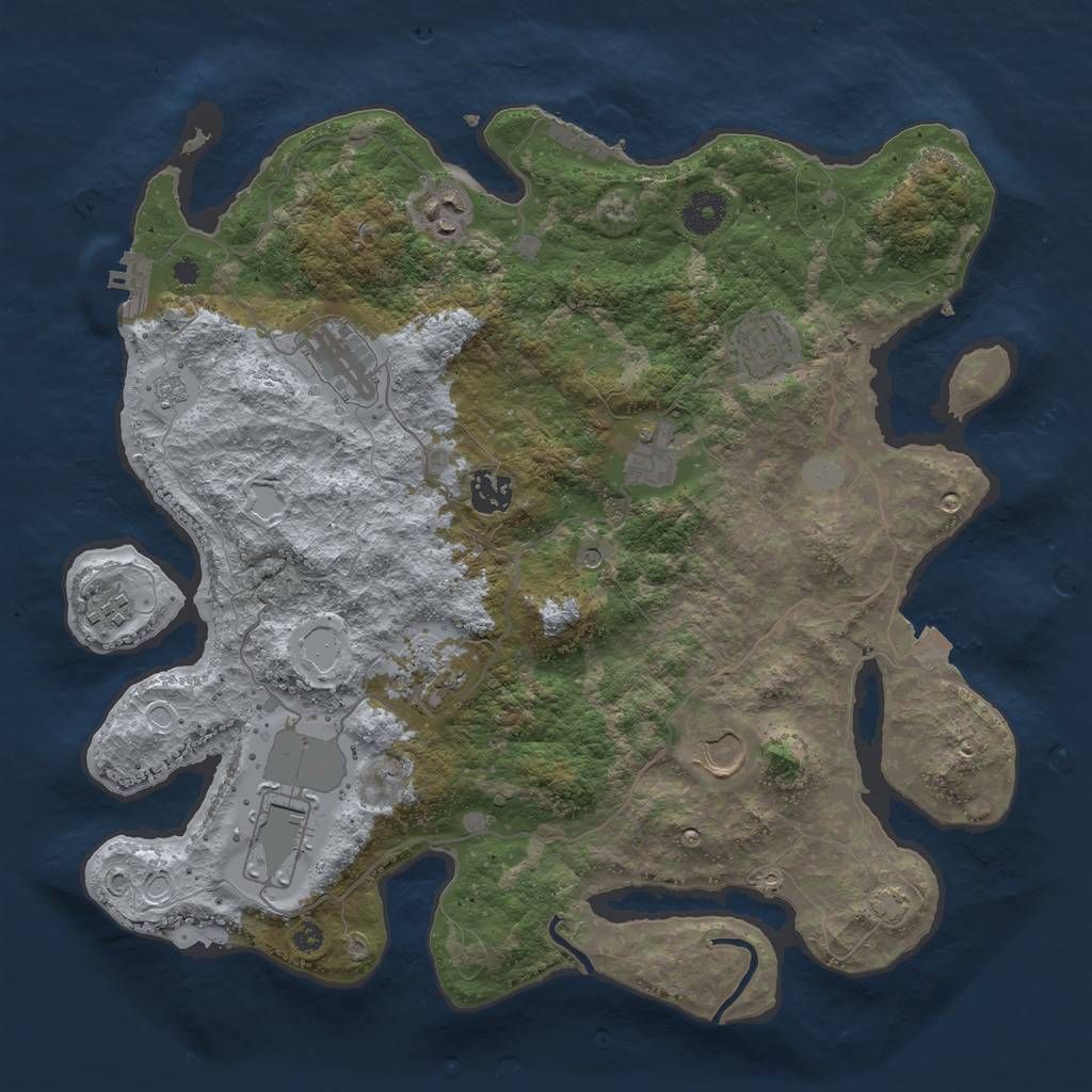 Rust Map: Procedural Map, Size: 3700, Seed: 656084871, 17 Monuments