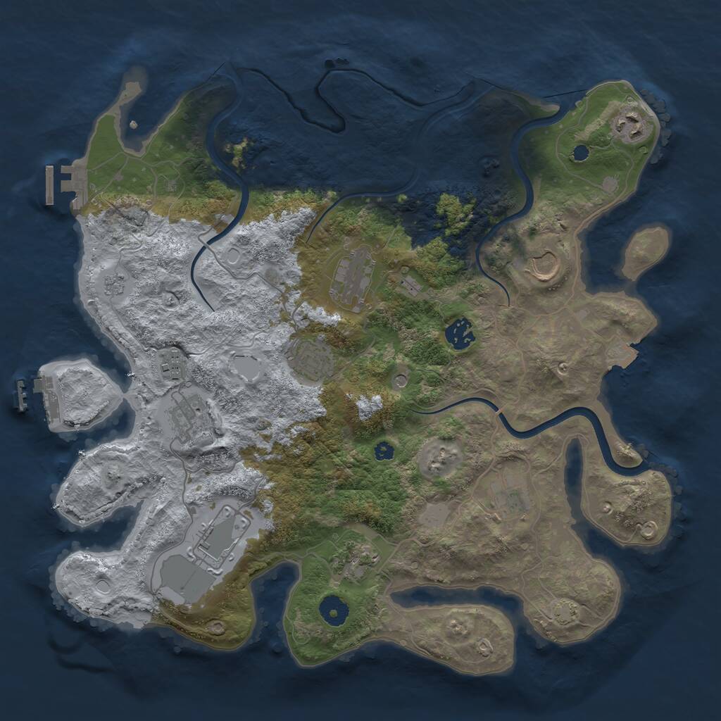 Rust Map: Procedural Map, Size: 3700, Seed: 656084871, 16 Monuments