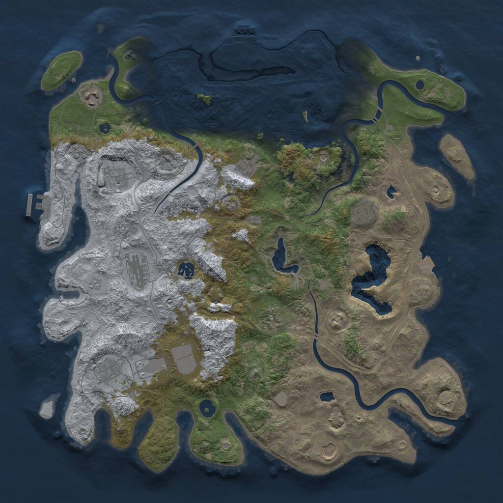 Rust Map: Procedural Map, Size: 4500, Seed: 1213, 17 Monuments