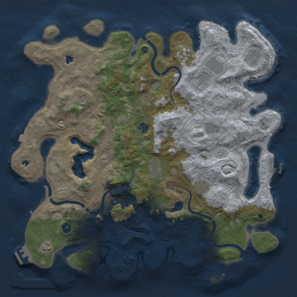 Rust Map: Procedural Map, Size: 4500, Seed: 541410, 16 Monuments