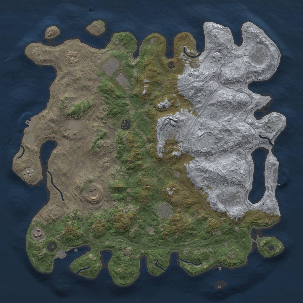 Rust Map: Procedural Map, Size: 4500, Seed: 541410, 19 Monuments