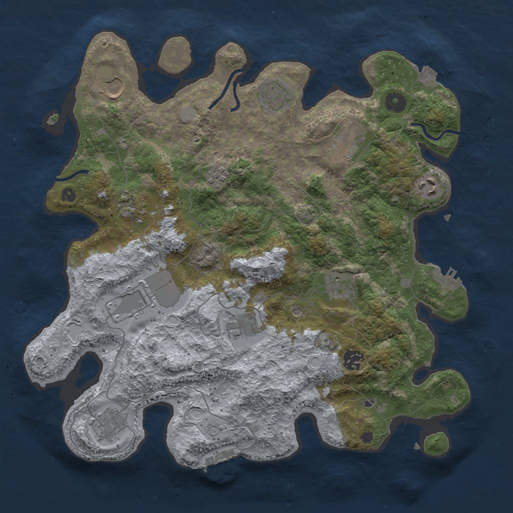 Rust Map: Procedural Map, Size: 3700, Seed: 75511427, 19 Monuments