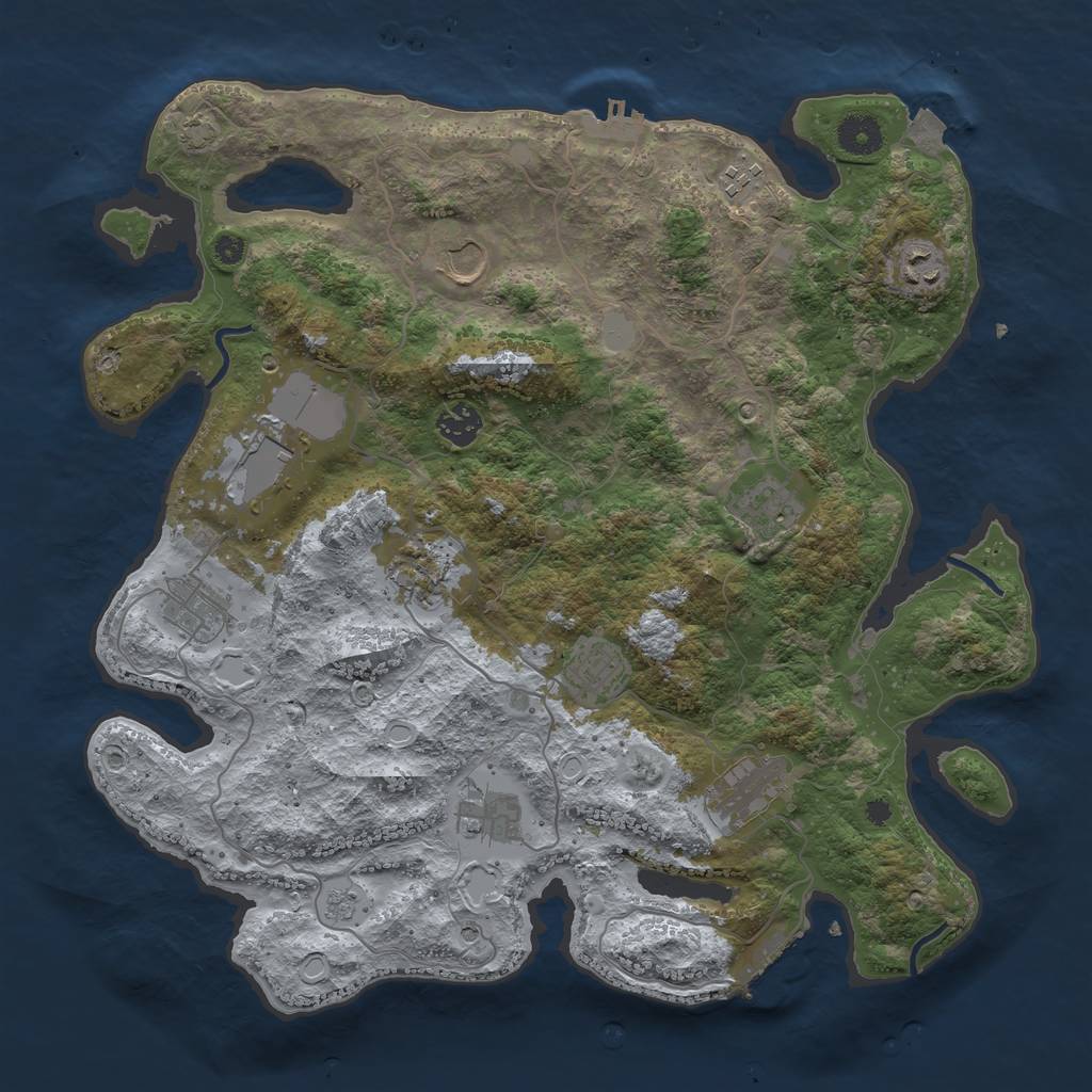 Rust Map: Procedural Map, Size: 3850, Seed: 13823703, 19 Monuments