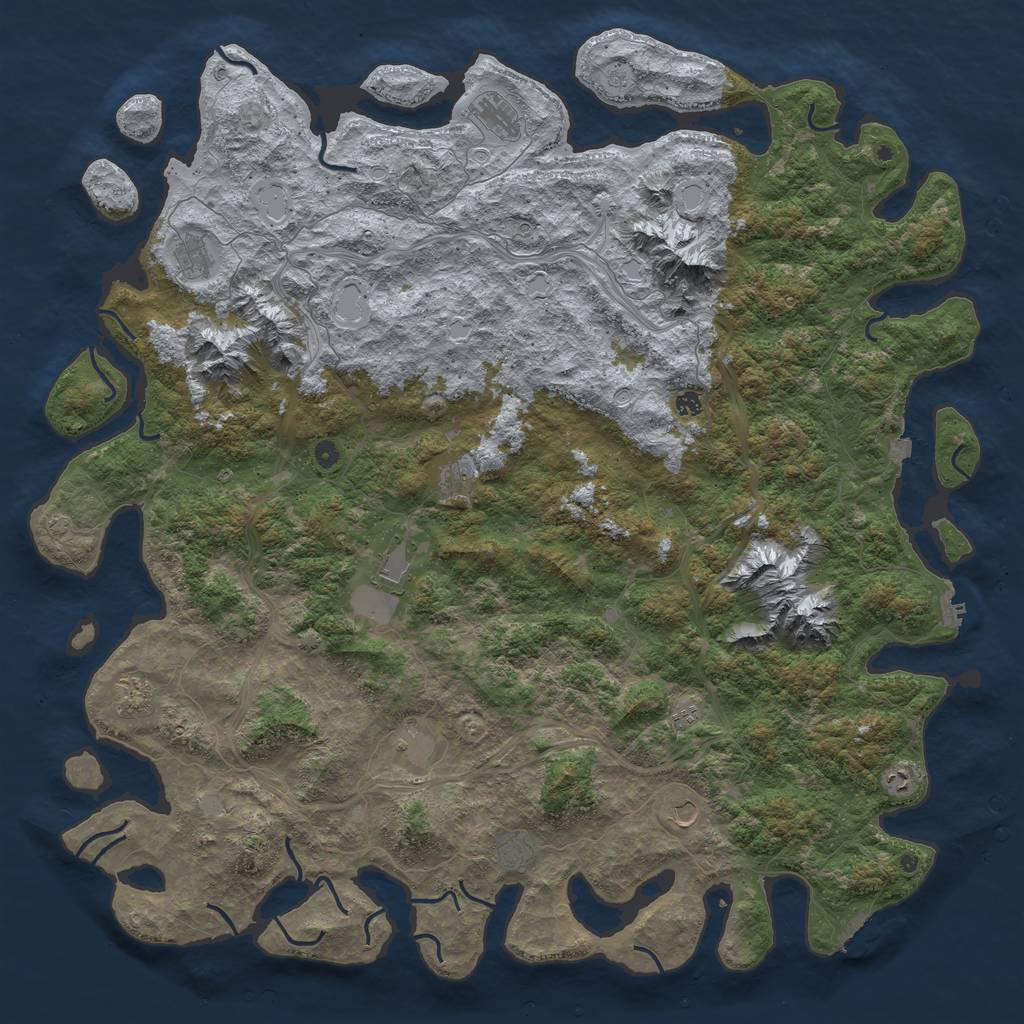 Rust Map: Procedural Map, Size: 6000, Seed: 1417412816, 19 Monuments