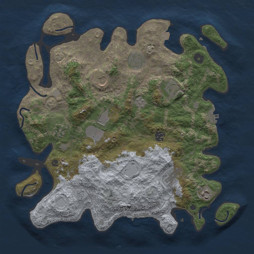 Rust Map: Procedural Map, Size: 3750, Seed: 7122023, 17 Monuments