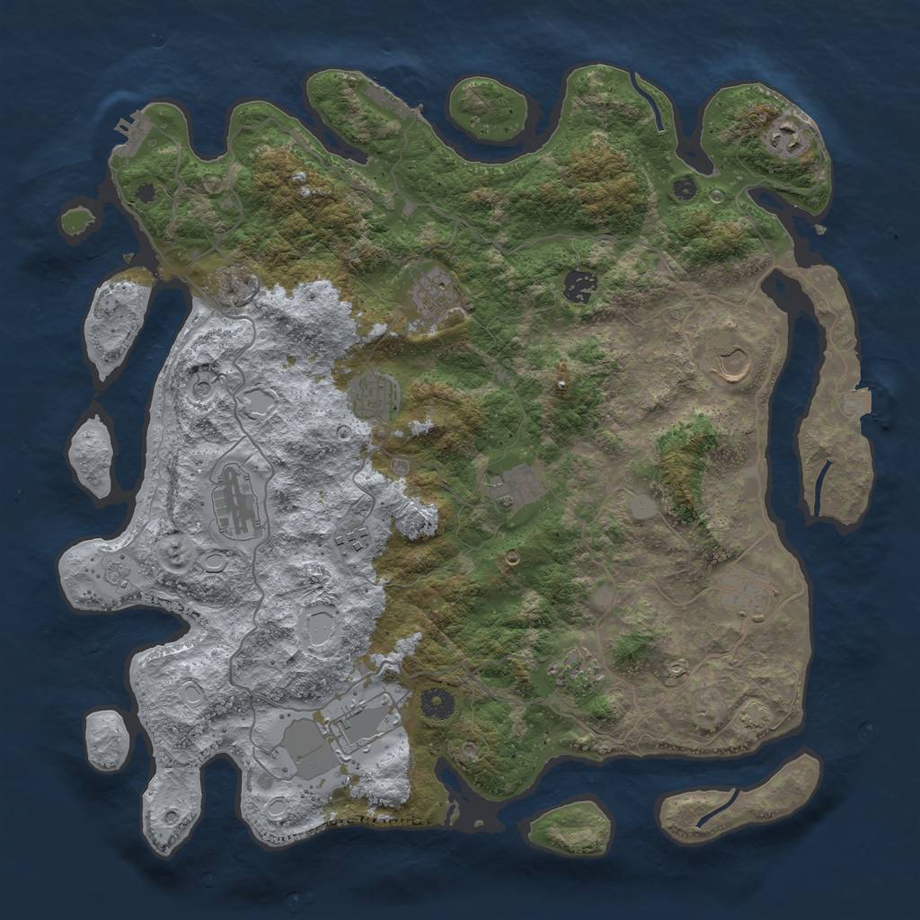 Rust Map: Procedural Map, Size: 4096, Seed: 17777, 19 Monuments