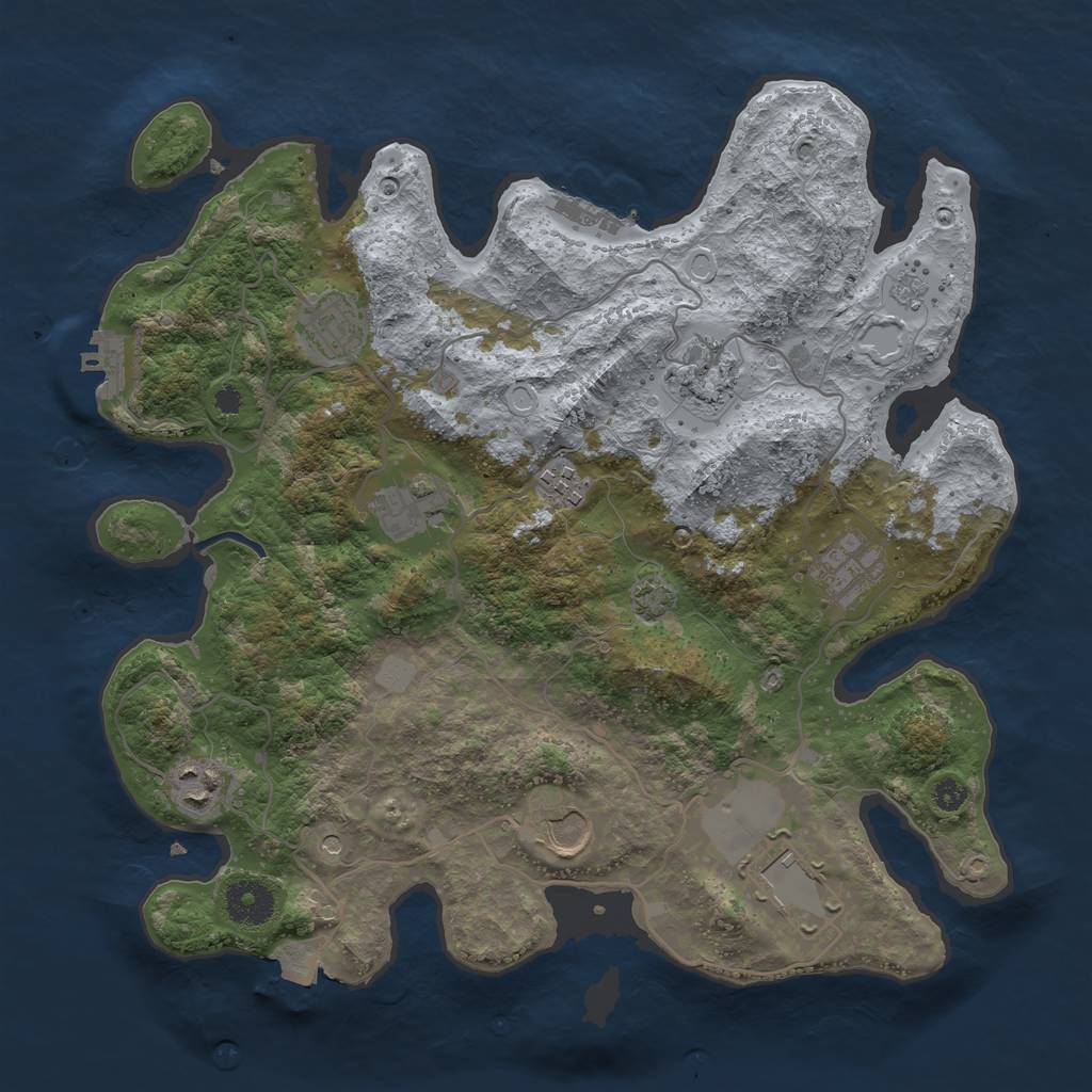 Rust Map: Procedural Map, Size: 3500, Seed: 1982086226, 16 Monuments