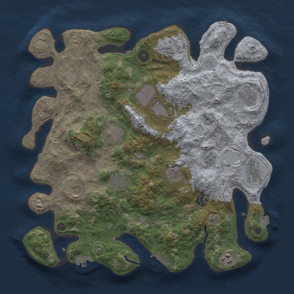 Rust Map: Procedural Map, Size: 3800, Seed: 8384, 19 Monuments