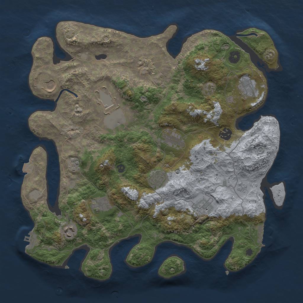 Rust Map: Procedural Map, Size: 3700, Seed: 1914907130, 19 Monuments