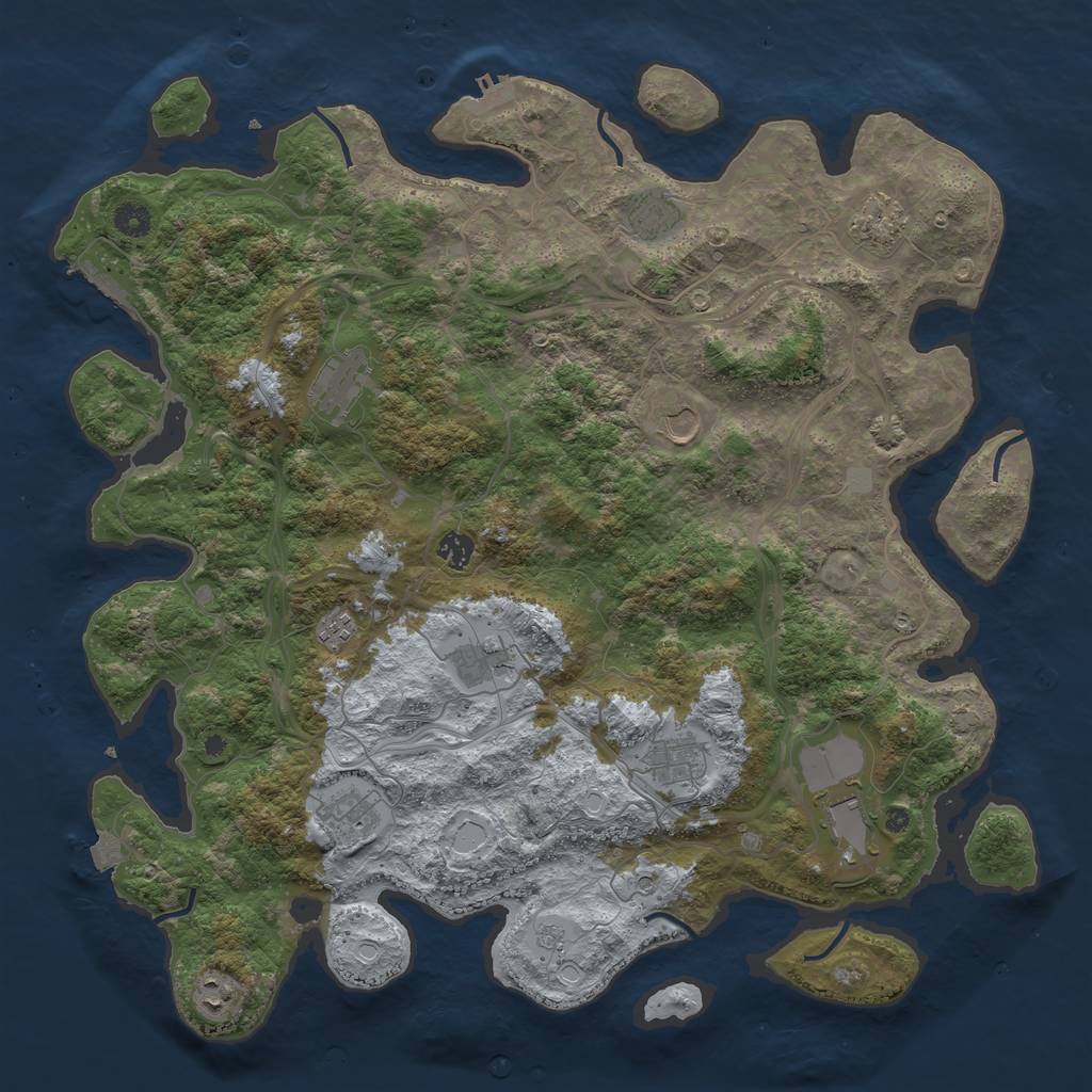 Rust Map: Procedural Map, Size: 4500, Seed: 1449562510, 19 Monuments