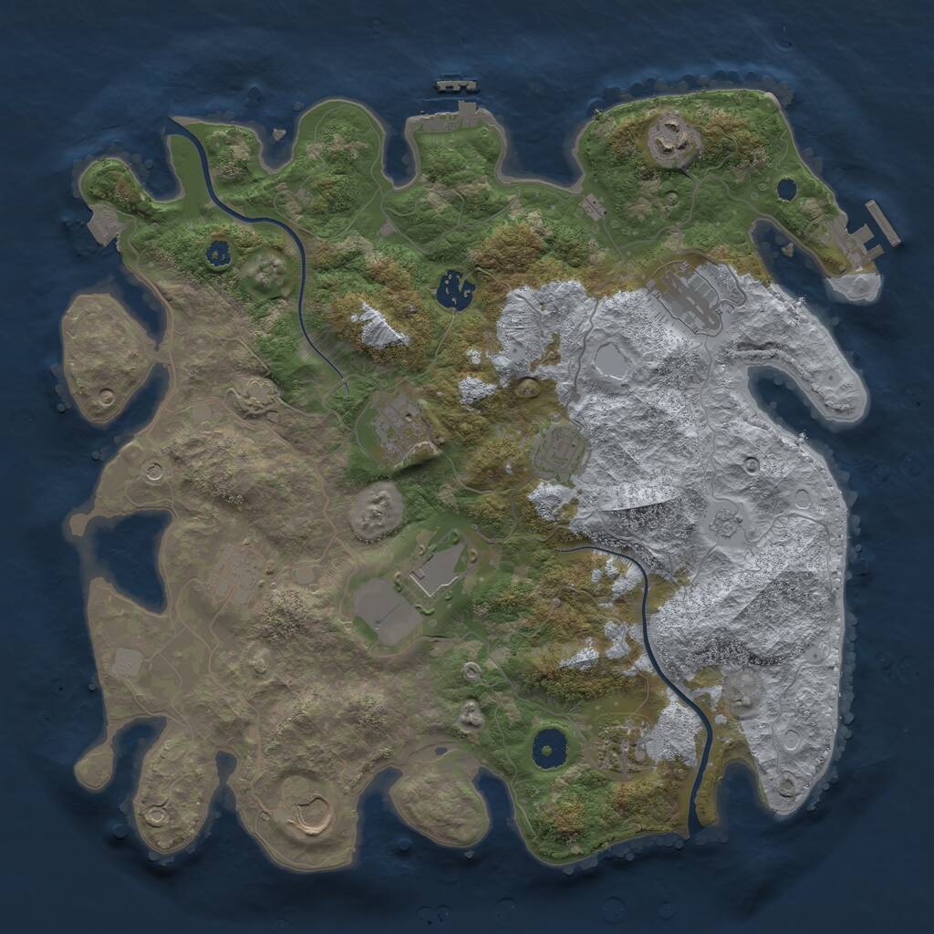 Rust Map: Procedural Map, Size: 3700, Seed: 1782913134, 15 Monuments