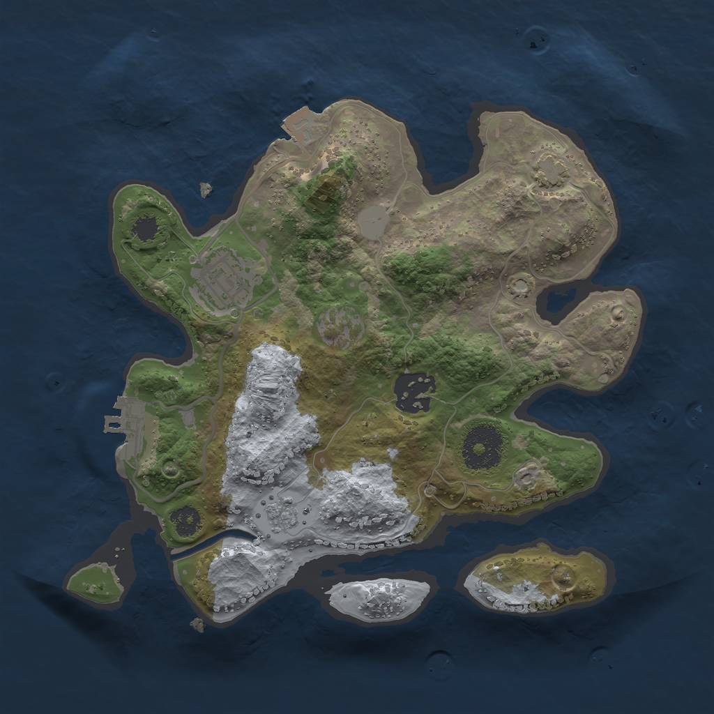 Rust Map: Procedural Map, Size: 2500, Seed: 1757941445, 8 Monuments