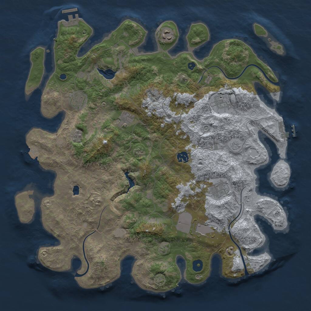 Rust Map: Procedural Map, Size: 4050, Seed: 1996382514, 14 Monuments