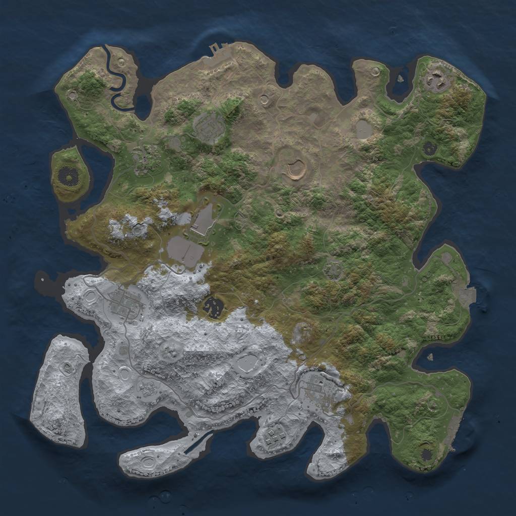Rust Map: Procedural Map, Size: 3791, Seed: 2036, 17 Monuments