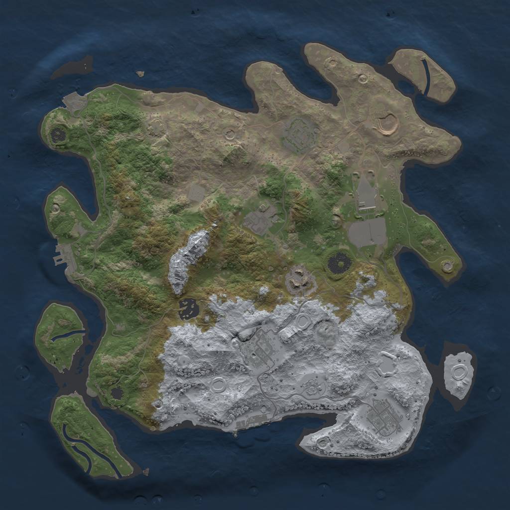 Rust Map: Procedural Map, Size: 3500, Seed: 1866710050, 16 Monuments