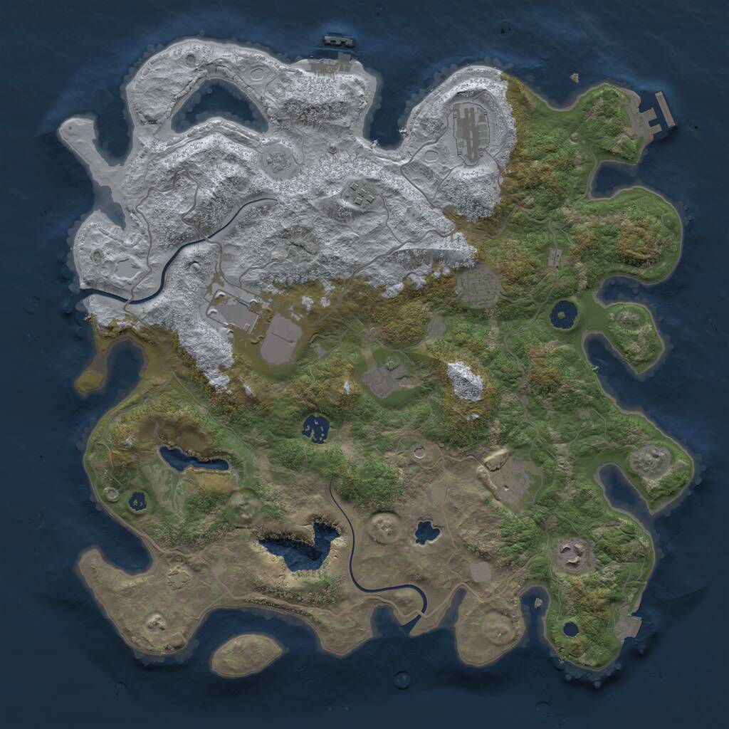 Rust Map: Procedural Map, Size: 4000, Seed: 1186910336, 14 Monuments