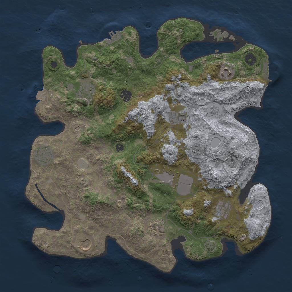 Rust Map: Procedural Map, Size: 3750, Seed: 1026675052, 18 Monuments