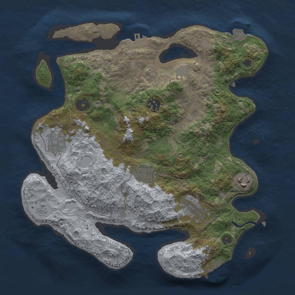 Rust Map: Procedural Map, Size: 3200, Seed: 55570, 12 Monuments
