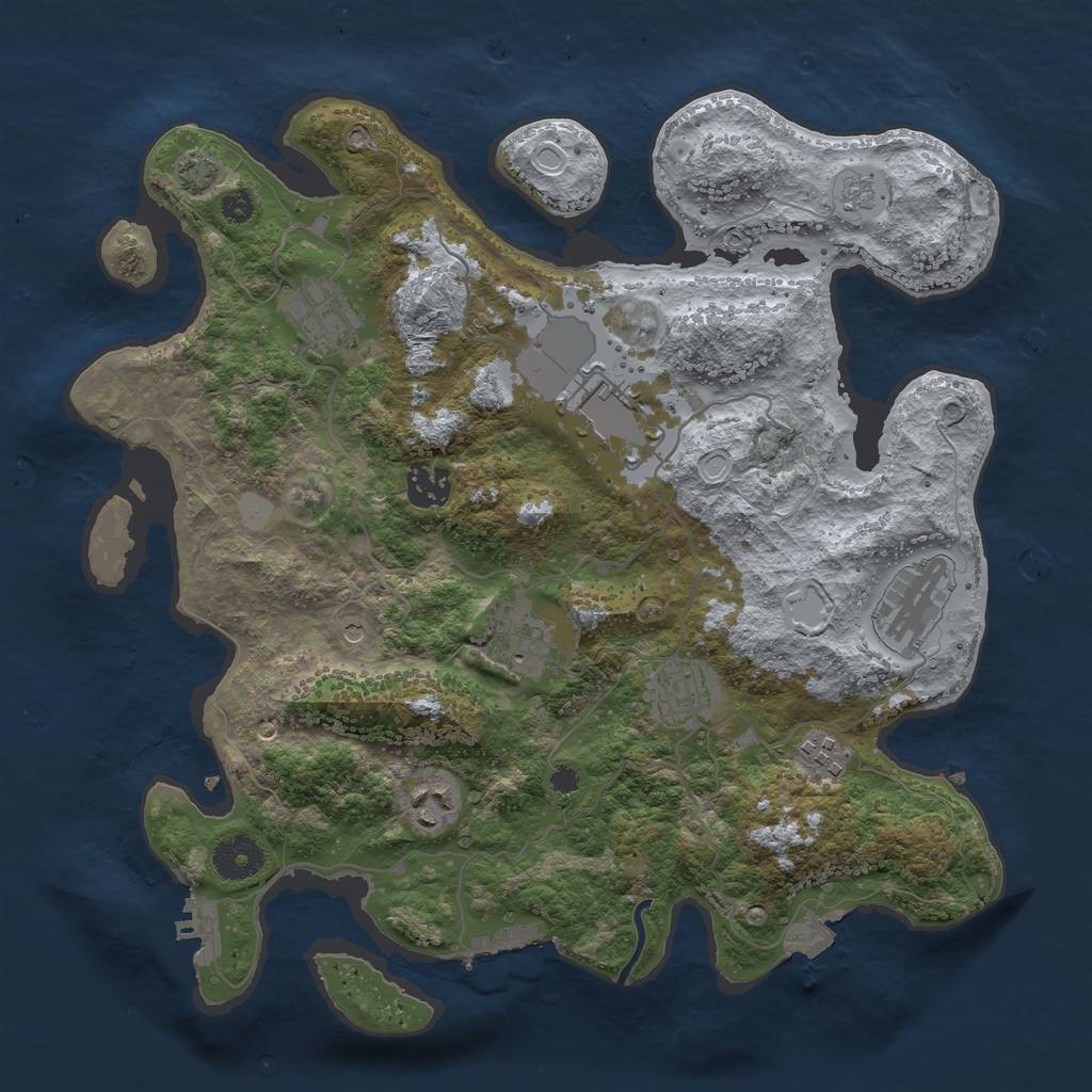 Rust Map: Procedural Map, Size: 3500, Seed: 65416, 16 Monuments