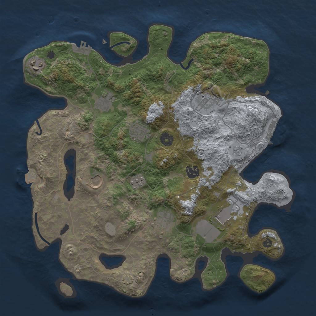 Rust Map: Procedural Map, Size: 3500, Seed: 1056479417, 16 Monuments